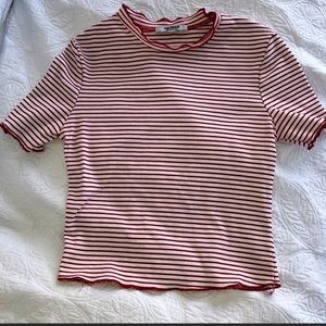 Zara red-striped cropped t-shirt